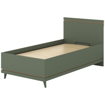 Łóżko z pojemnikiem 100x200 CANDIS 54 zielony / dąb olejowany